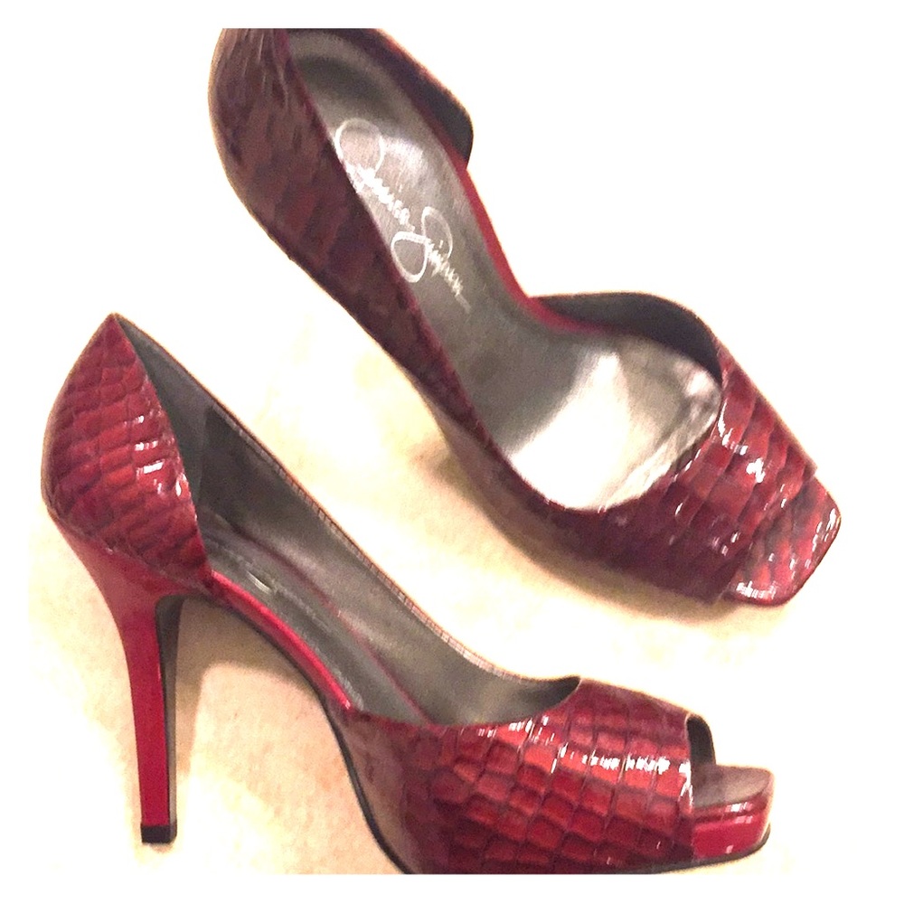 New Jessica Simpson Red “Snakeskin” Platform heel